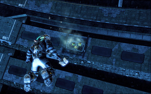 Fly towards it and destroy one of shields - crates and weapon part will fly out of it - Chapter 4 - p. 1 | Secrets - Secrets - Dead Space 3 Game Guide