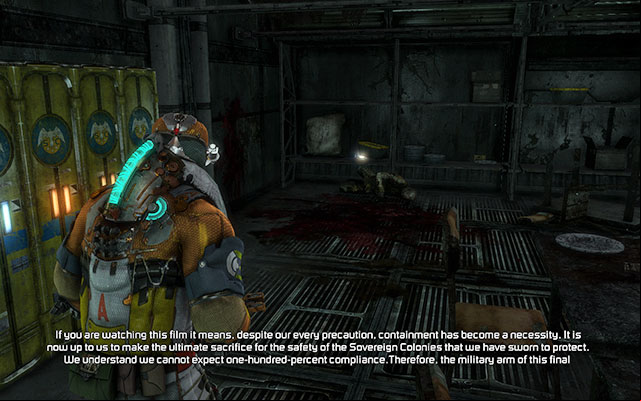 On the shelf to the left from the entrance to barracks, near lockers - Chapter 11 - p. 1 | Secrets - Secrets - Dead Space 3 Game Guide