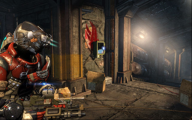 In the upper corridor - you have to use powering core to unlock the age - Chapter 11 - p. 2 | Secrets - Secrets - Dead Space 3 Game Guide