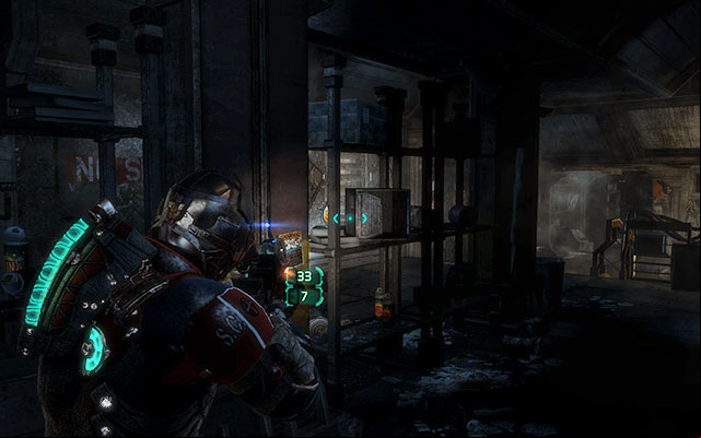 On the shelf in the corridor with a workbench and displays, near the elevator - Chapter 11 - p. 2 | Secrets - Secrets - Dead Space 3 Game Guide