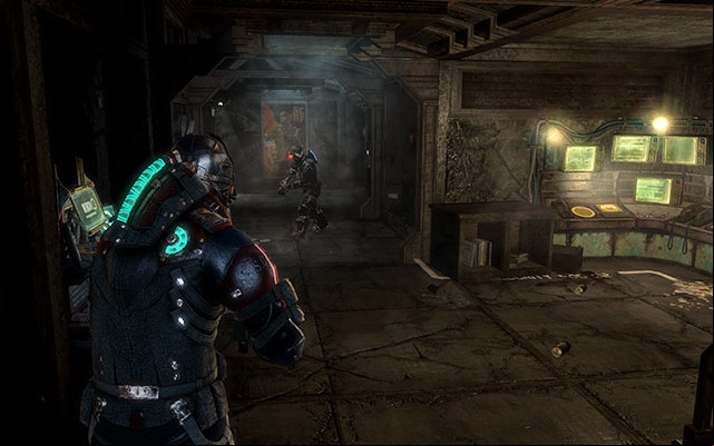 On the wall in the corridor with displays and a workbench - Chapter 11 - p. 2 | Secrets - Secrets - Dead Space 3 Game Guide