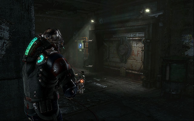 On the wall on the right side in the room after the tunnel with the elevator - Chapter 14 - p. 2 | Secrets - Secrets - Dead Space 3 Game Guide