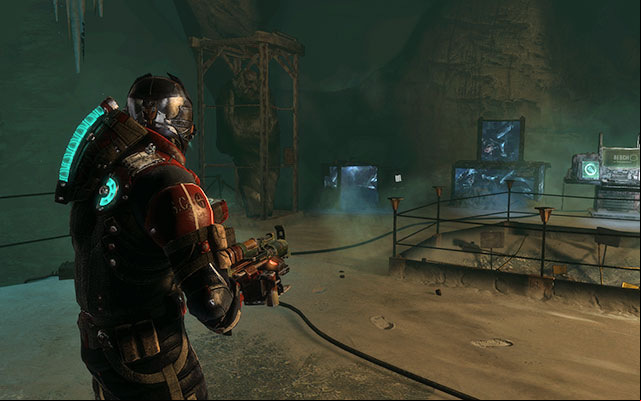 On the left, near the workbench - right behind the pillar - Chapter 17 | Secrets - Secrets - Dead Space 3 Game Guide
