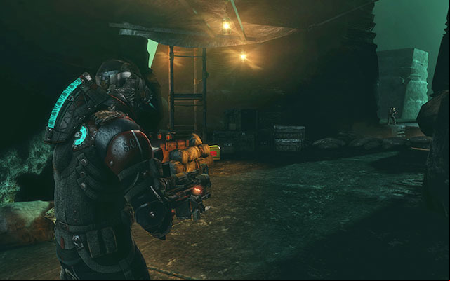 In front of the blocked age, on the left, between supplies - Chapter 17 | Secrets - Secrets - Dead Space 3 Game Guide