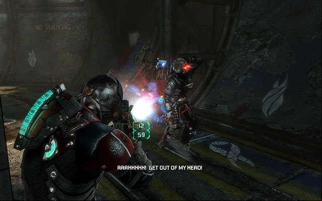 In the next part of the tunnel, the player playing Carver will be transferred to the imaginary world, where he has to fight his own fight - Investigate Carvers vision | Co-op missions: Marker Containment - Co-op missions: Marker Containment - Dead Space 3 Game Guide