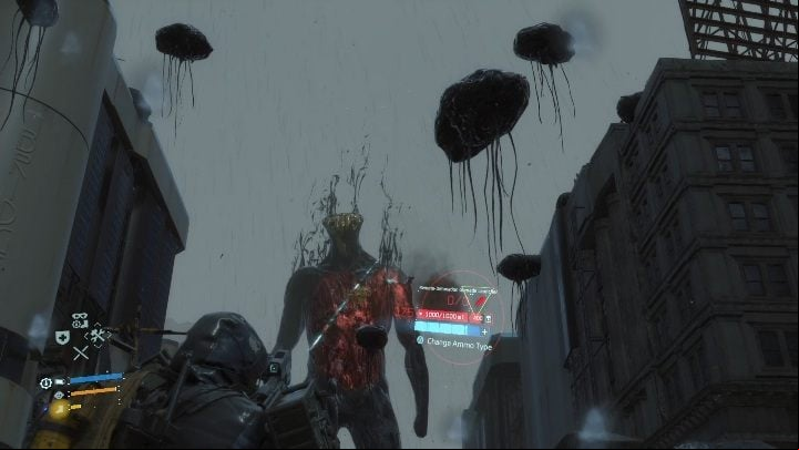 You can quickly defeat the opponent by shooting at its chest - Chapter 9 - Higgs | Death Stranding Walkthrough - Main story - Death Stranding Guide