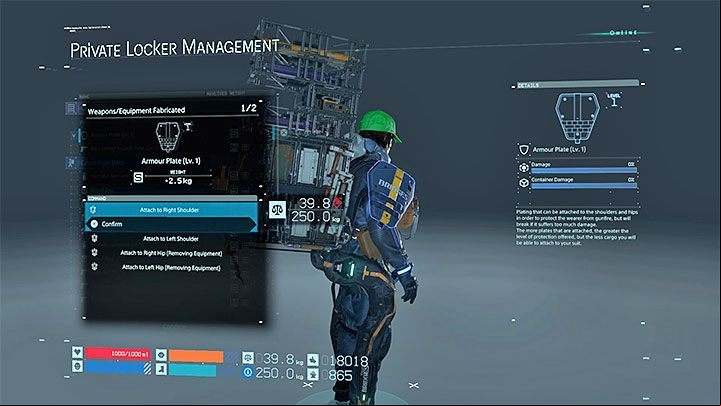 In Death Stranding it is impossible to equip a full body armor, but instead you can equip individual Armor Plates - How to get the armor in Death Stranding? - Exploration and cargo transportation - Death Stranding Guide