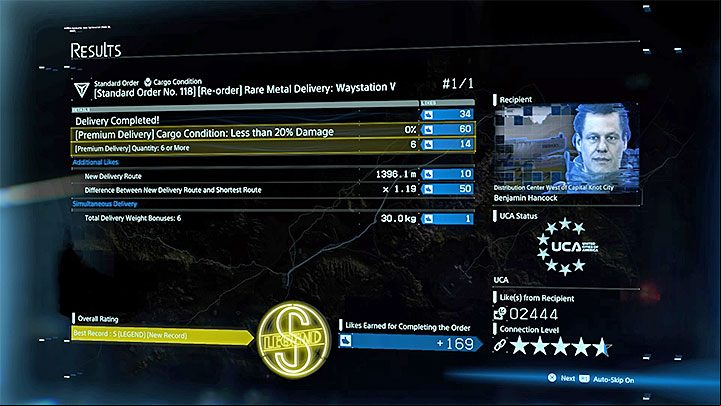 Each delivery ends with the same summary screens as the standard orders - What is delivery in Death Stranding? - Exploration and cargo transportation - Death Stranding Guide