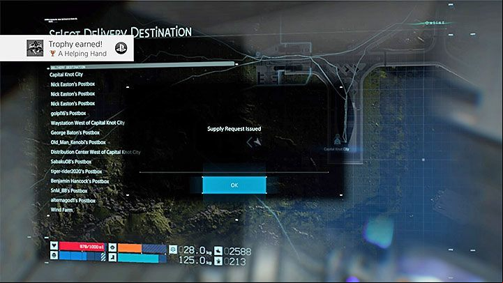 To unlock this trophy, you can order an item (e - Death Stranding - List of trophies - Trophy Guide - Death Stranding Guide
