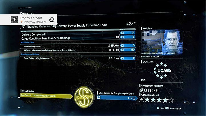 You can choose any standard order - Death Stranding - List of trophies - Trophy Guide - Death Stranding Guide