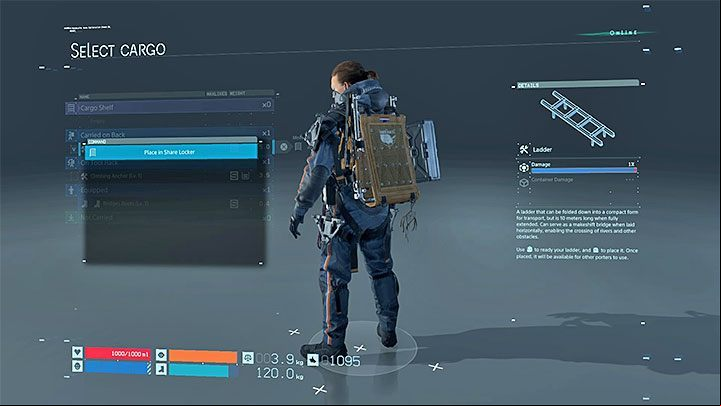 Place any weapon or any piece of equipment - in the example above, we have donated a ladder - Death Stranding - List of trophies - Trophy Guide - Death Stranding Guide