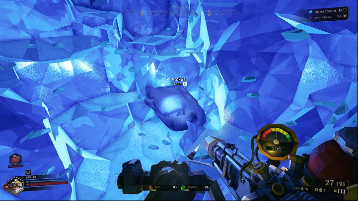 Aquarq crystals are very large and heavy so the miner has to carry them in his hands and put them in a deposit located on the drilling platform - Deep Rock Galactic: Aquarq resource - how to find? - Other - Deep Rock Galactic Guide