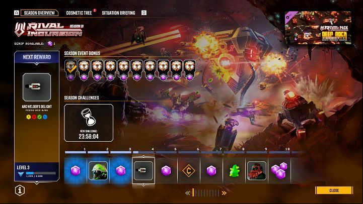 The season rewards in Deep Rock Galactic consist of various cosmetic items (skins for weapons, equipment), raw materials, supplies, as well as tokens for which you can unlock additional rewards in the Cosmetic Tree tab - Deep Rock Galactic: Performance - Basics - Deep Rock Galactic Guide