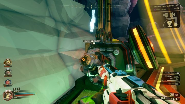 After turning off both power plants, return to the Data Vault and remove the backup battery from the force field generator to turn it off completely - Deep Rock Galactic: Industrial Sabotage - main mission objective - Industrial Sabotage - Deep Rock Galactic Guide