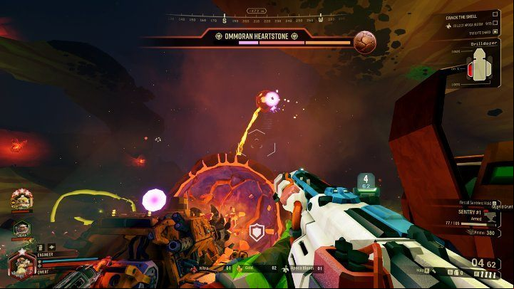 In the second phase round rocks that need to be destroyed as soon as possible will start levitating over the Ommoran Hearthstone - Deep Rock Galactic: Escort Duty - main mission objective - Escort Duty - Deep Rock Galactic Guide