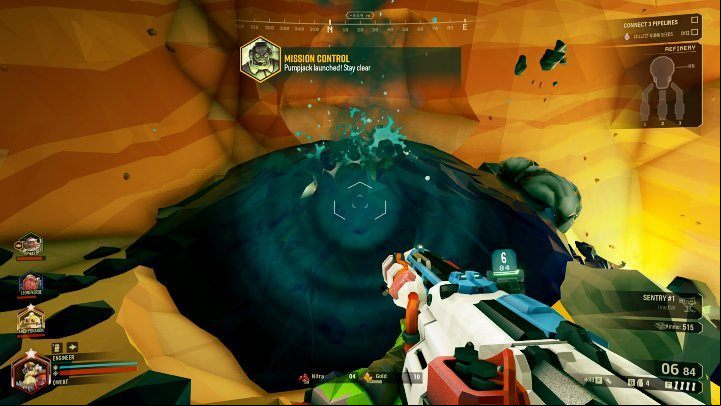 The first thing you need to do is locate the source of Liquid Morkite (a dense geyser of blue liquid) and summoning the Pumpjack - Deep Rock Galactic: On-Site Refining - main mission objective - On-Site Refining - Deep Rock Galactic Guide