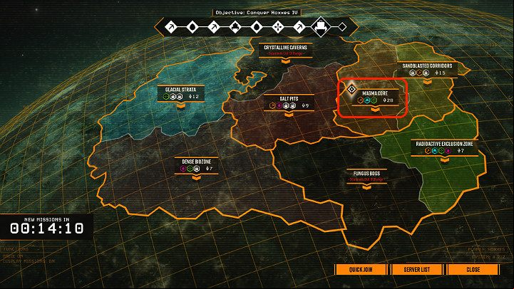 Assignment Missions are well visible on the main planetary map and are marked by a small white diamond that is shown in the picture above - Deep Rock Galactic: Assignment Missions - General information - Deep Rock Galactic Guide