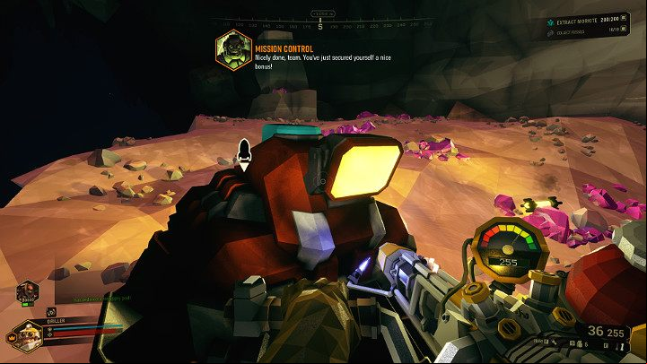 To complete a mission in Deep Rock Galactic, press the red button on the M - Deep Rock Galactic: Mining Expeditions, Finishing the mission and evacuation - Mining Expeditions - Deep Rock Galactic Guide