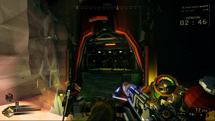 Once you reach the evacuation vehicle, all you have to do is enter it to complete the mission - Deep Rock Galactic: Mining Expeditions, Finishing the mission and evacuation - Mining Expeditions - Deep Rock Galactic Guide