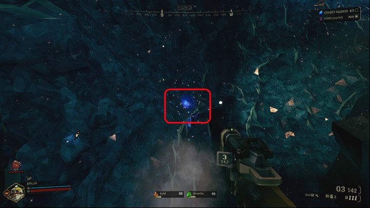 Aquarq crystals are hidden inside ice walls - you can recognize them by the blue spots on the rock surface and the slight blue glow emitted by the crystal itself - Deep Rock Galactic: Point Extraction, Main mission objective - Point Extraction - Deep Rock Galactic Guide