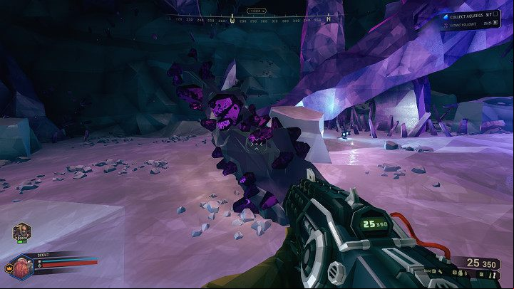 The picture above shows one of the additional resources, Hollomite, that needs to be collected in order to complete a side objective during a Point Extraction - Deep Rock Galactic: Point Extraction, Missions side objectives - Point Extraction - Deep Rock Galactic Guide