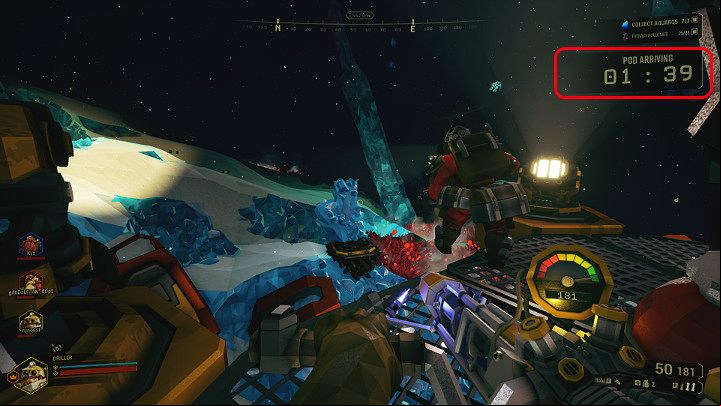 After the rocket is fired, the player must defend the mining platform for 2 minutes - Deep Rock Galactic: Point Extraction, Finishing the mission and evacuation - Point Extraction - Deep Rock Galactic Guide