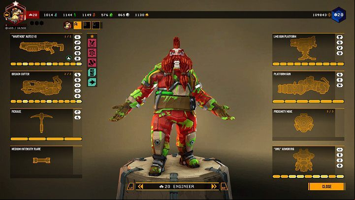 In this terminal, you can modify the appearance of a basic mining instrument which is a pickaxe - Deep Rock Galactic: Space Rig - map - Basics - Deep Rock Galactic Guide