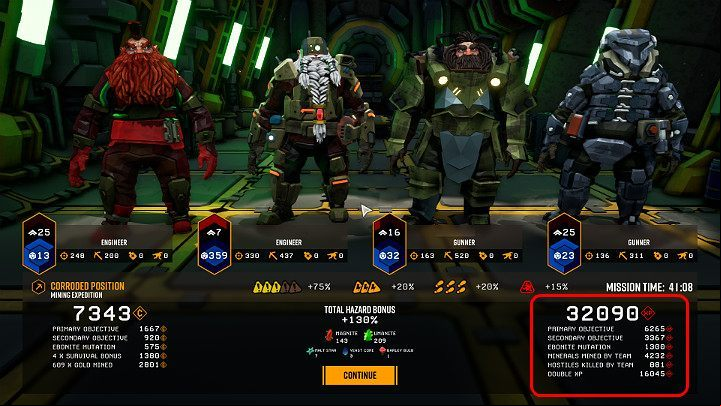 By following the above advice you can get huge, even five-digit amount of experience points - Deep Rock Galactic: Experience, resources - how to earn quickly? - FAQ - Deep Rock Galactic Guide