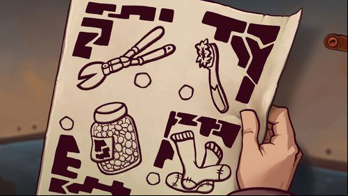 Open the Suitcase lying on the bed, finding the List - Pack the suitcase | Part 1 - Kuvaq - Part 1 - Kuvaq - Deponia Game Guide & Walkthrough