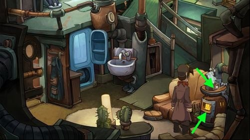 Move to the Oven in the bottom right corner - Pack the suitcase | Part 1 - Kuvaq - Part 1 - Kuvaq - Deponia Game Guide & Walkthrough