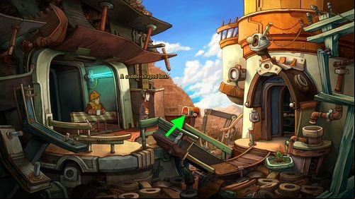 Go down and use the door next to the coat - Prepare the pod | Part 1 - Kuvaq - Part 1 - Kuvaq - Deponia Game Guide & Walkthrough