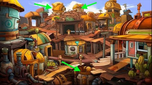 Leave the Wenzels house and to the Town Hall - Find coffee water ingredients | Part 1 - Kuvaq - Part 1 - Kuvaq - Deponia Game Guide & Walkthrough
