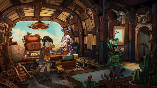 At the beginning the office is empty but after a while a drawer will be opened - mayor sleeps inside - Find coffee water ingredients | Part 1 - Kuvaq - Part 1 - Kuvaq - Deponia Game Guide & Walkthrough