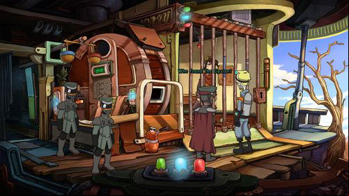 At some point during your conversation, Organons soldiers enter the room, asking about Goal - Cletus | Part 1 - Kuvaq - Part 1 - Kuvaq - Deponia Game Guide & Walkthrough