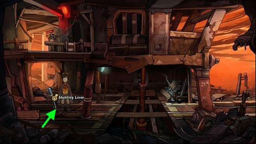 Put the Lever into the Shunting Lever Box - Place Goal in the mine cart | Part 2 - Junk Mine - Part 2 - Junk Mine - Deponia Game Guide & Walkthrough