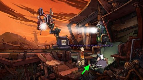 Try to get some Booze into the Empty Bottle - Doc will forbid it - Place Goal in the mine cart | Part 2 - Junk Mine - Part 2 - Junk Mine - Deponia Game Guide & Walkthrough