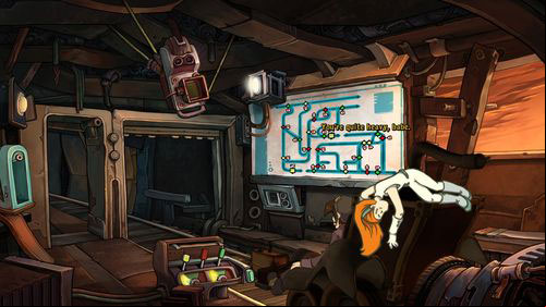 This time the mine cart is heavy enough and Rufus can use switches to create the proper route - Get to Lower Ascension Station | Part 2 - Junk Mine - Part 2 - Junk Mine - Deponia Game Guide & Walkthrough