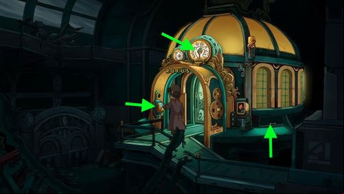 Go to the right reaching the elevator - Clear the mosaic table | Part 3 - Lower Ascension Station - Part 3 - Lower Ascension Station - Deponia Game Guide & Walkthrough