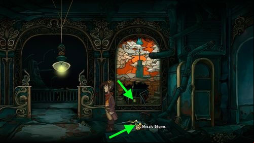 Try to pick up Mosaic Stones but Rufus will manage to take only Chewed Gum - Get to the platform | Part 3 - Lower Ascension Station - Part 3 - Lower Ascension Station - Deponia Game Guide & Walkthrough