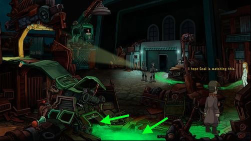 It turns out that Organons are looking for you, blocking the way inside - Go to Elysium to save Deponia | Part 3 - Lower Ascension Station - Part 3 - Lower Ascension Station - Deponia Game Guide & Walkthrough