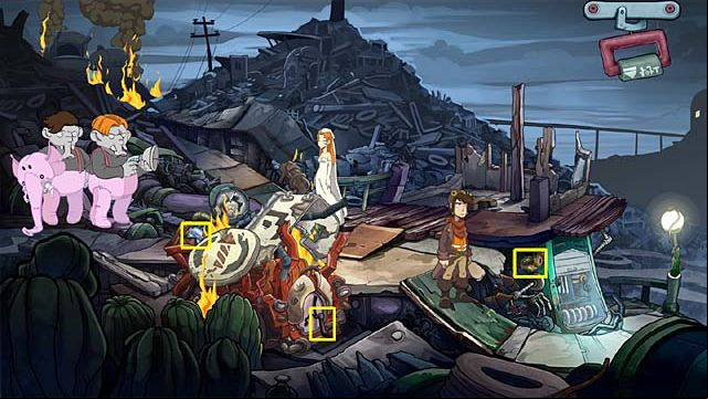After conversation with the elephant, click the Nilbot - Get yourself free of Utopians company - Chapter seven - Deponia Doomsday - Game Guide and Walkthrough