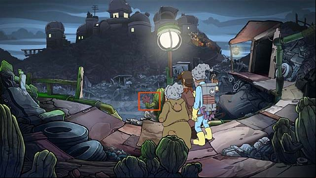 Click the lever which will appear on the cactus - Rufus will discover the secret elephants hideout - Find elephants secret hideout - Chapter one - Deponia Doomsday - Game Guide and Walkthrough