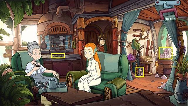 From the table on the left take a hair brush - Get a time machine key - Chapter six - Deponia Doomsday - Game Guide and Walkthrough