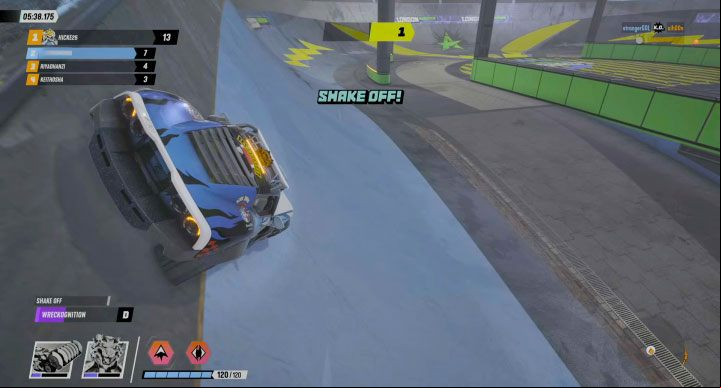 The attacking player's progress is represented by an orange bar which refers to their own separate mini-game - Destruction AllStars: How to shake off opponents from your car? - FAQ - Destruction AllStars Guide