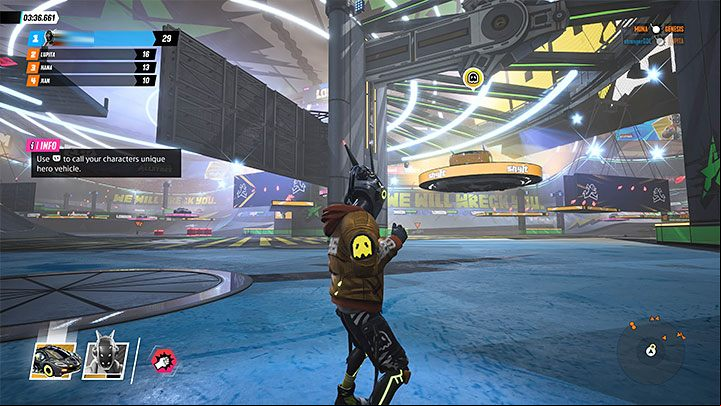 In the final, third part of the tutorial, you'll get acquainted with Hero Vehicles - cars that are unique to the controlled character and can be summoned to the arena after charging the readiness bar - Destruction AllStars: Tutorial - How to start playing? - Destruction AllStars - game guide