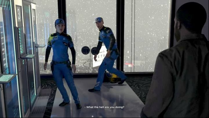 If you do not lock the door, the room will be stormed by a guard who is a potential threat. - The Stratford Tower | Marcus | Detroit Become Human Walkthrough - Marcus Walkthrough - Detroit Become Human Guide