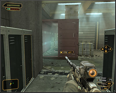 Regardless of the previously made choices, you need to reach the big red container (screen above) - (7) Going down into the sewers - Finding Isaias Sandoval - Deus Ex: Human Revolution Game Guide