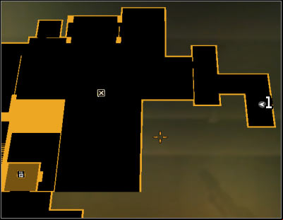 Map legend: 1 - Start place of exploration of the Harvesters hideout on level -2 - (5) Peaceful solution: Going through the Harvesters hideout - Find Vasili Sevchenkos GPL Device - Deus Ex: Human Revolution Game Guide