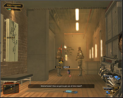 Stand near crates - (2) Aggressive option: Securing the istration building - Neutralize the Terrorist Leader - Deus Ex: Human Revolution Game Guide