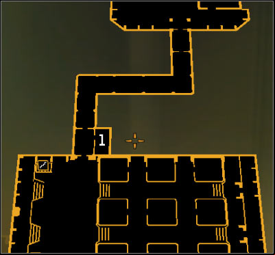 Map legend: 1 - Main control room - (3) Peaceful option: Crossing by first part of the camp - Following the Clues in Highland Park - Deus Ex: Human Revolution Game Guide